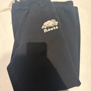 Roots Black Joggers with White Logo
